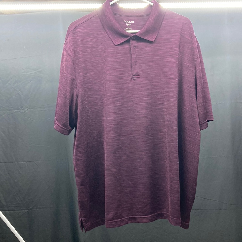 Purple maroon short sleeved partial button down hagger XXL